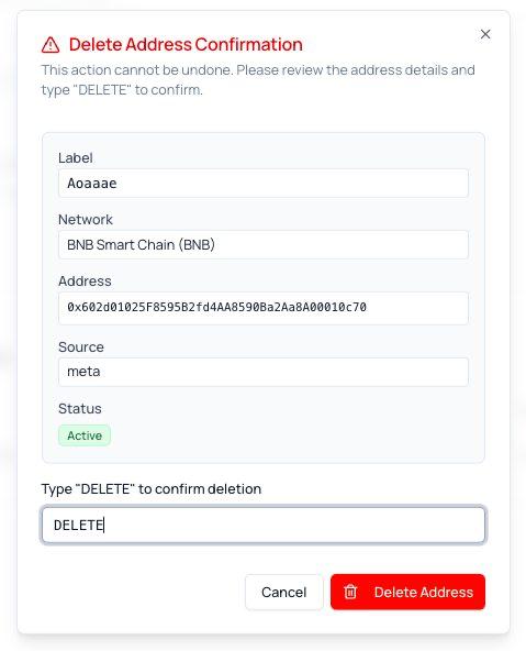Address Book Delete Confirmation