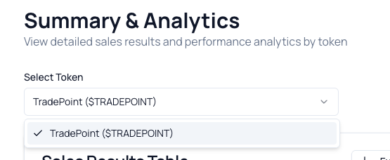 Token Selection Dropdown
