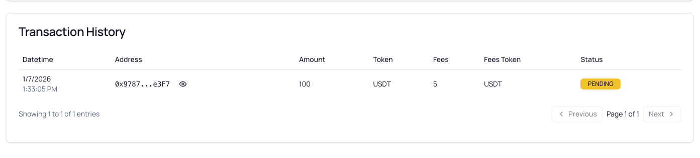 Withdrawal Success Message